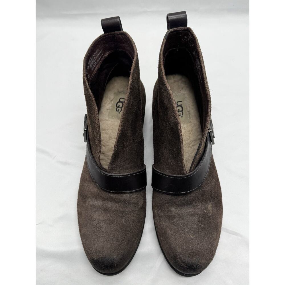 Ugg Wright Belted Shearling Lined Boot Brown Sued… - image 5
